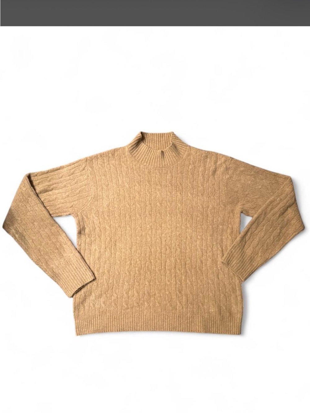 J Crew Cable Knit Turtleneck Sweater in Camel
